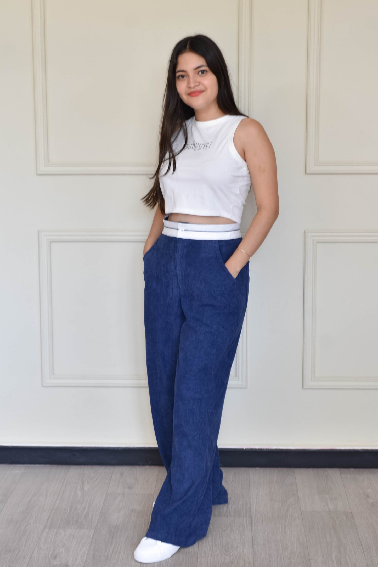Wide Leg with White Waist Band