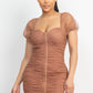 Vestido Bodycon de malla con pliegues