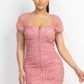 Vestido Bodycon de malla con pliegues