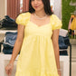 Woven Puff Sleeve Mini Dress